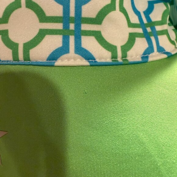 Swing Out Sister  Shortsleeve Golf Shirt - Green and Blue Alice Pattern - Picture 5 of 6